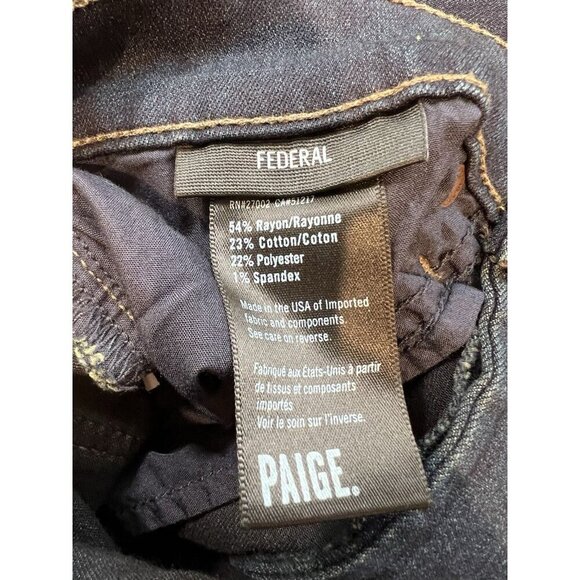 Paige Jeans Men’s Federal Slim Straight Leg Size 29/32 Cellar Blue NWOT - Picture 8 of 10